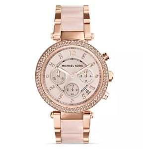 Michael Kors Chronograph Blush and Gold-tone Stainless Steel Watch